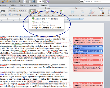 accept all changes in document does not work in word for mac 2011
